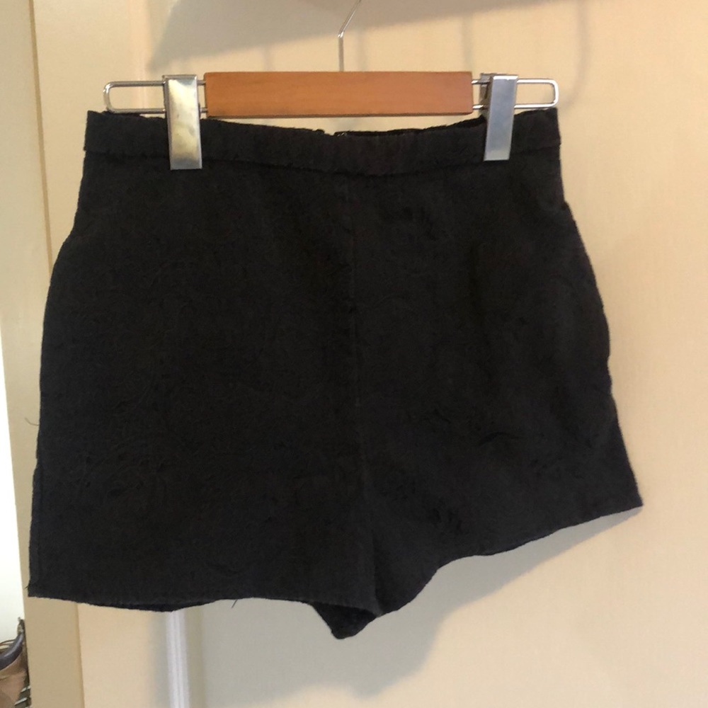 Black lace pattern high waisted shorts